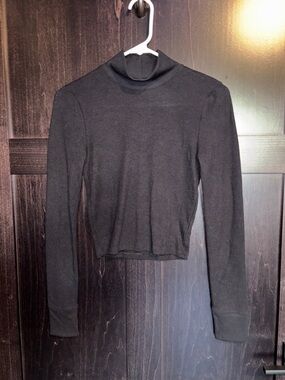 Waffle Knit Mock Neck Cropped Top